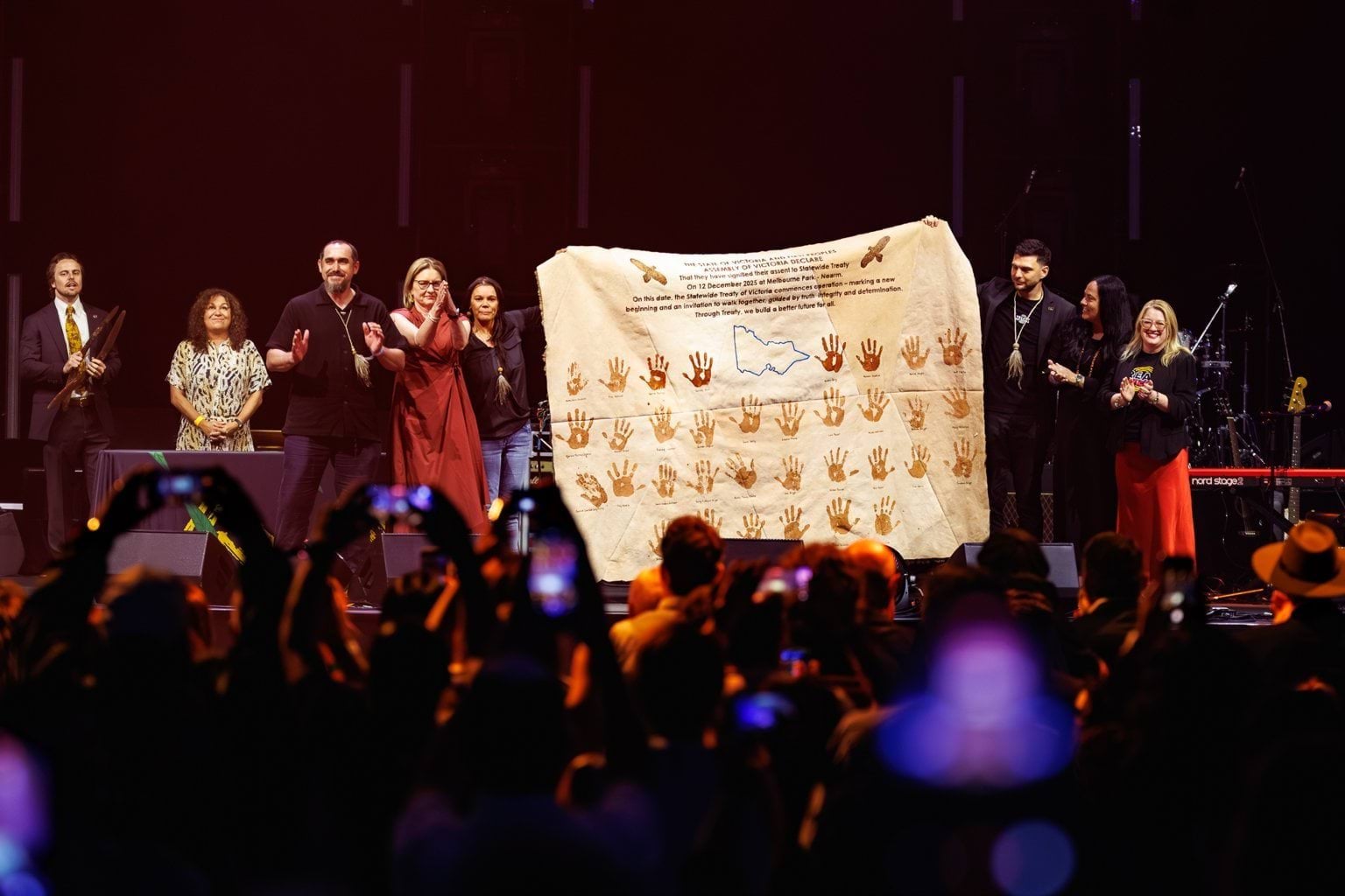 Ceremonially signed Treaty on kangaroo skin.